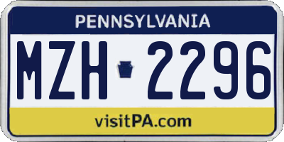 PA license plate MZH2296