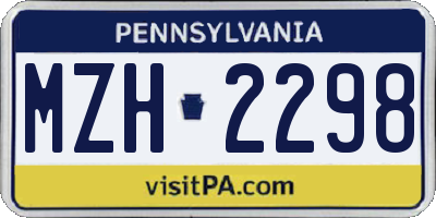 PA license plate MZH2298