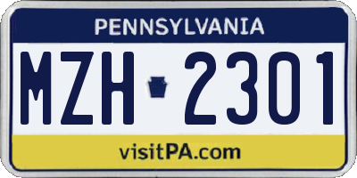 PA license plate MZH2301
