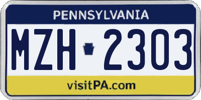 PA license plate MZH2303