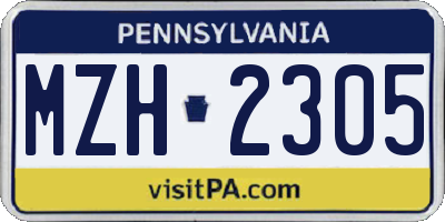 PA license plate MZH2305