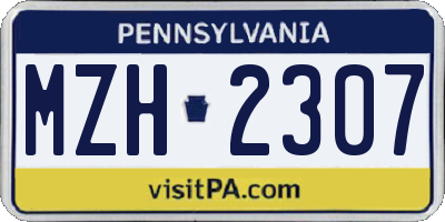 PA license plate MZH2307