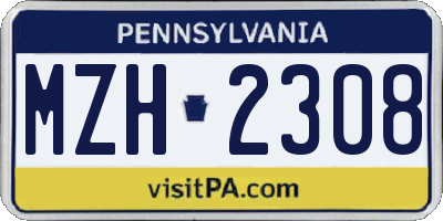 PA license plate MZH2308