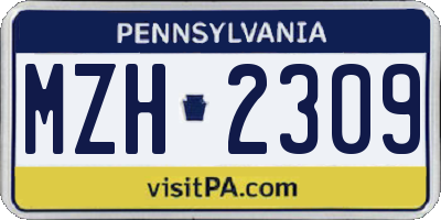 PA license plate MZH2309