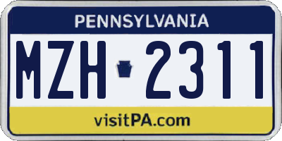 PA license plate MZH2311