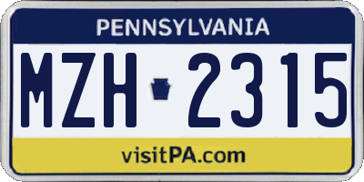 PA license plate MZH2315