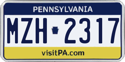 PA license plate MZH2317