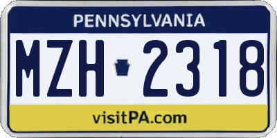 PA license plate MZH2318
