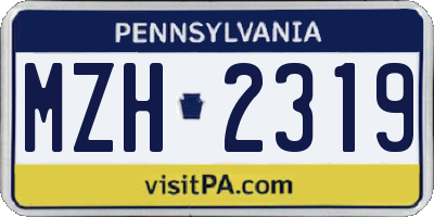 PA license plate MZH2319