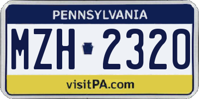 PA license plate MZH2320