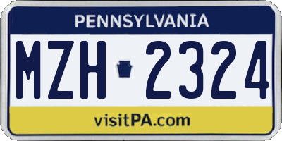 PA license plate MZH2324