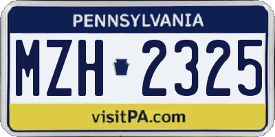 PA license plate MZH2325