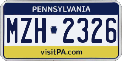 PA license plate MZH2326