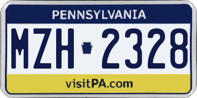 PA license plate MZH2328