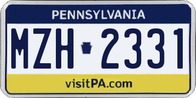 PA license plate MZH2331