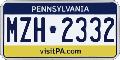 PA license plate MZH2332