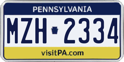 PA license plate MZH2334