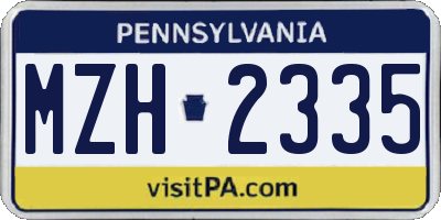 PA license plate MZH2335
