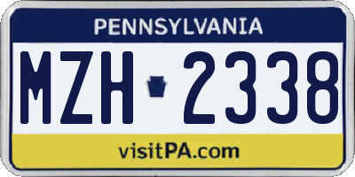 PA license plate MZH2338