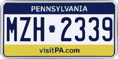 PA license plate MZH2339
