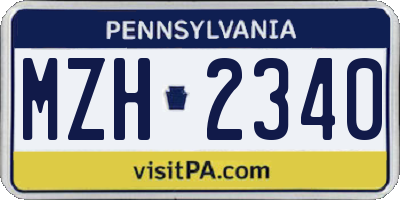 PA license plate MZH2340