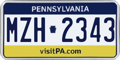 PA license plate MZH2343