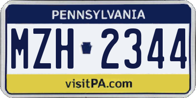 PA license plate MZH2344