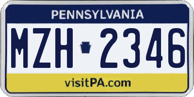 PA license plate MZH2346