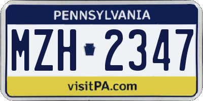PA license plate MZH2347