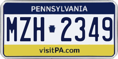 PA license plate MZH2349
