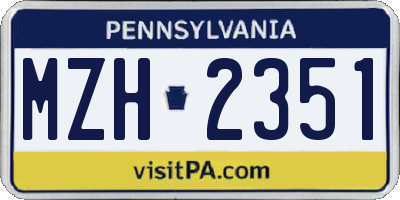 PA license plate MZH2351