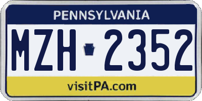 PA license plate MZH2352