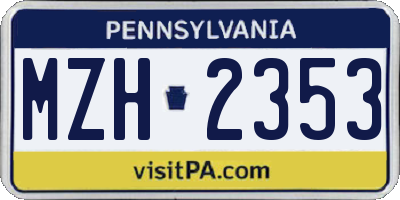 PA license plate MZH2353