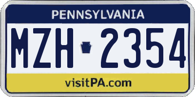 PA license plate MZH2354