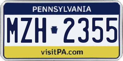 PA license plate MZH2355
