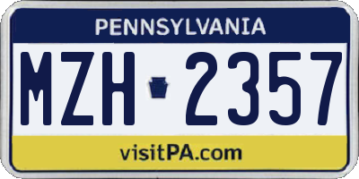 PA license plate MZH2357