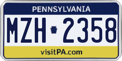 PA license plate MZH2358