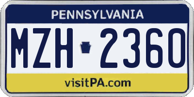 PA license plate MZH2360