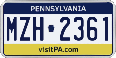 PA license plate MZH2361
