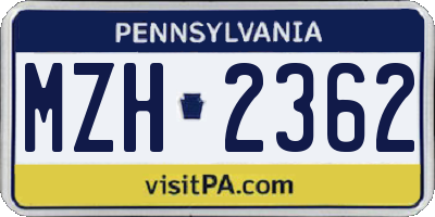PA license plate MZH2362