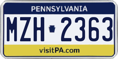 PA license plate MZH2363