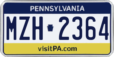 PA license plate MZH2364