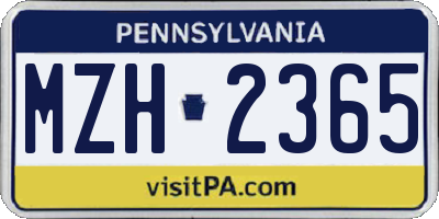 PA license plate MZH2365