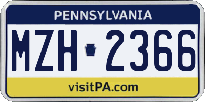 PA license plate MZH2366