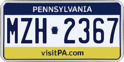 PA license plate MZH2367