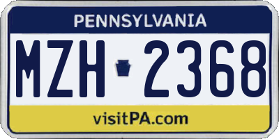 PA license plate MZH2368