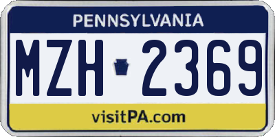 PA license plate MZH2369