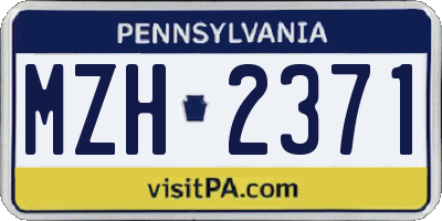 PA license plate MZH2371