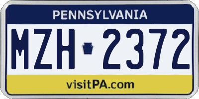 PA license plate MZH2372