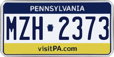 PA license plate MZH2373